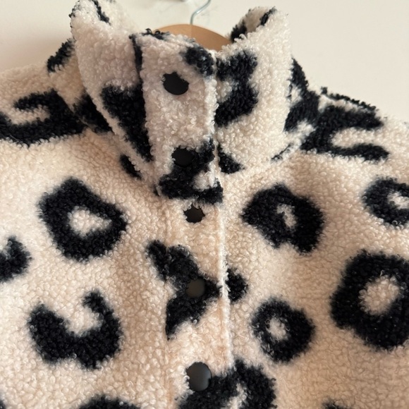 Loft Leopard Print Sherpa Snap Collar jacket size XS - Picture 4 of 7
